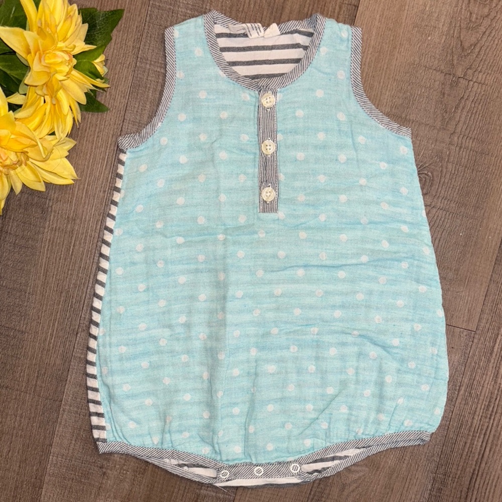 Charming Aqua and White Polka Dot Kids Organic Bodysuit